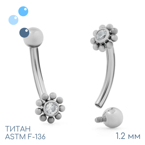 Микробанан для пирсинга Flower 1.2 мм (16 G) фото 2